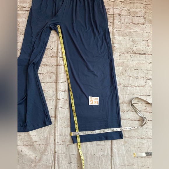 NWT SUNYAA Tommy control navy V cross high waist wide leg yoga pant  2 XL, M. - Picture 11 of 14